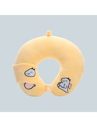 Cute design soft cartoon U-shaped neck pillow for sleeping